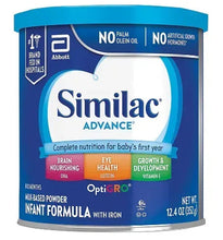 Similac Advance infant formula container, blue and white label, 12.4 oz