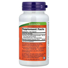 NOW Chaste Berry Vitex extract Supplement Facts panel on back of white bottle