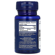 Blue Vitamin D3 softgel bottle with Supplement Facts label on front