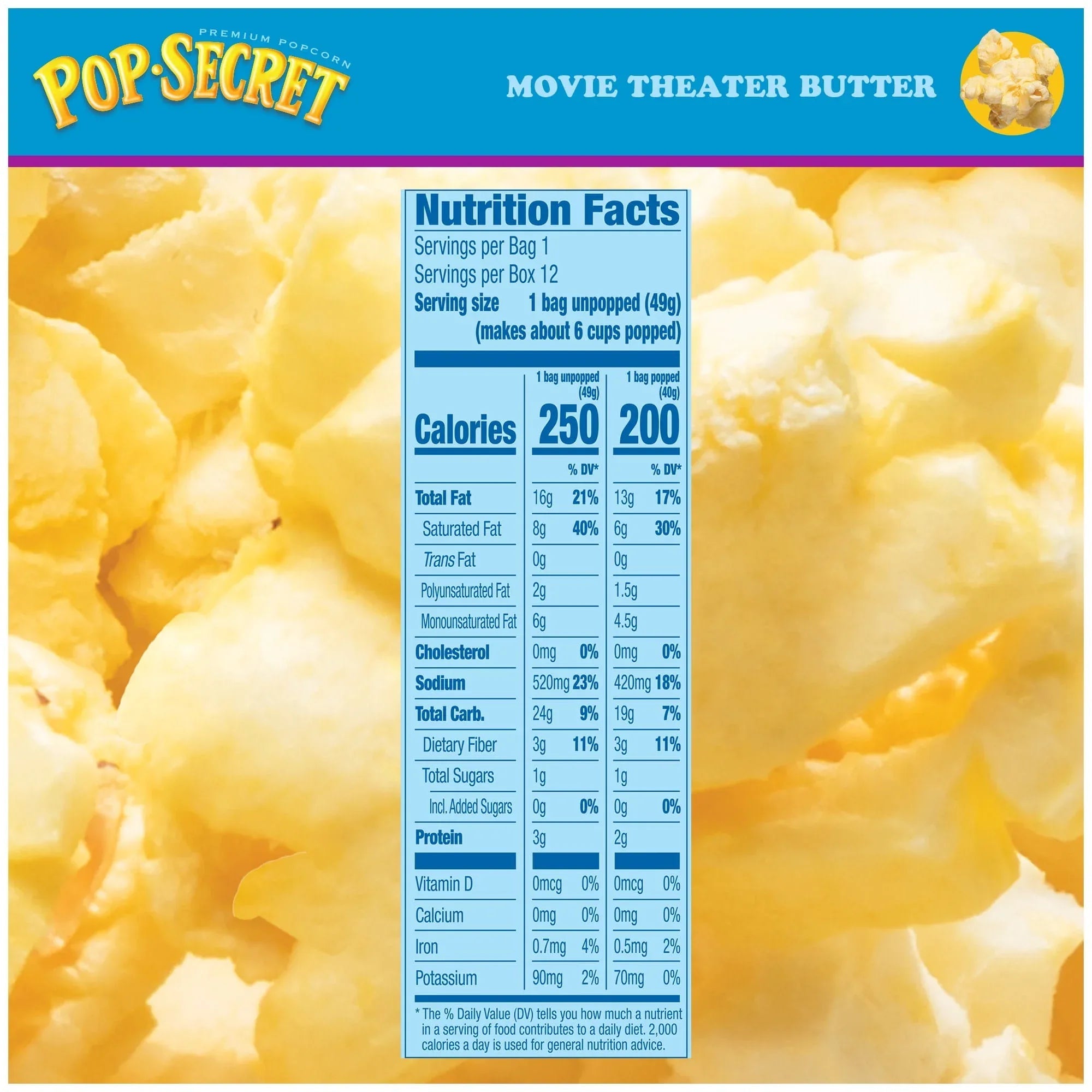 Pop Secret Microwave Popcorn, Movie Theater Butter Flavor, 1.75 oz Mini Bags, 12 Ct