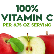 Apple juice graphic: “100% vitamin C” per 6.75 oz serving