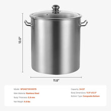 Stainless steel stockpot with domed lid and dual side handles, silver