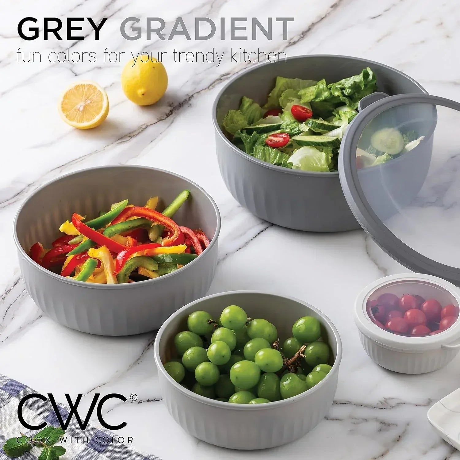 COOK WITH COLOR Meal Prep Containers Wide Mixing Bowls Food Storage Containers with Lids - USA MEGA SHOP