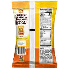 Granola cereal bag back with nutrition facts and ingredients panel