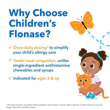 Children's Flonase Sensimist nasal spray bottle with why choose information