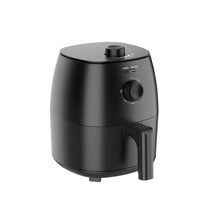 2.2 qt air fryer in Arctic black with side control dial and pull-out basket handle