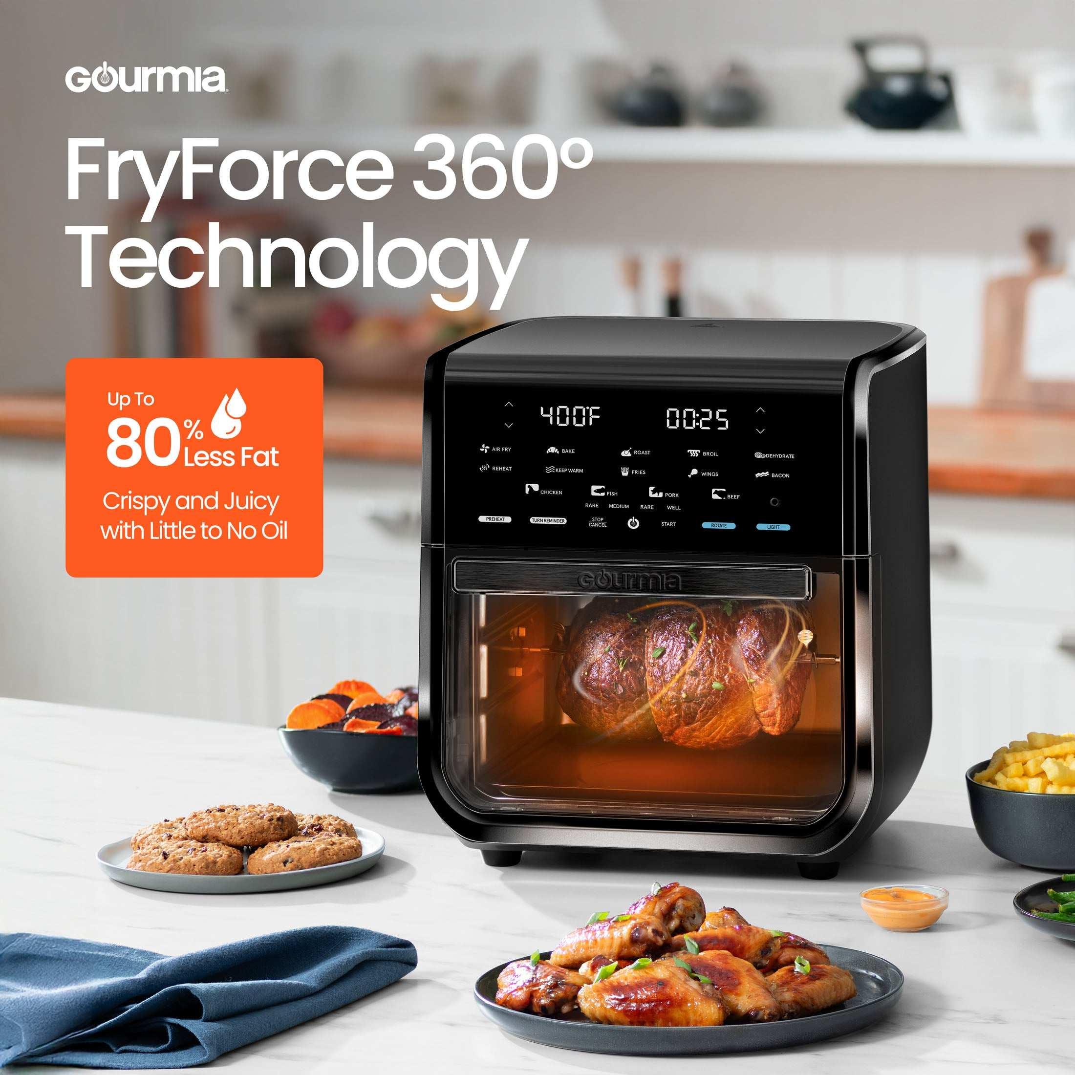 Gourmia All-in-One 14-Quart Air Fryer, Oven, Rotisserie, Dehydrator with Temperature Probe, Stainless Steel - USA MEGA SHOP