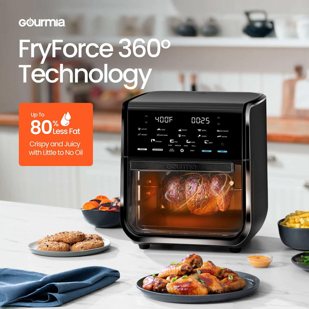 Gourmia All-in-One 14-Quart Air Fryer, Oven, Rotisserie, Dehydrator with Temperature Probe, Stainless Steel - USA MEGA SHOP