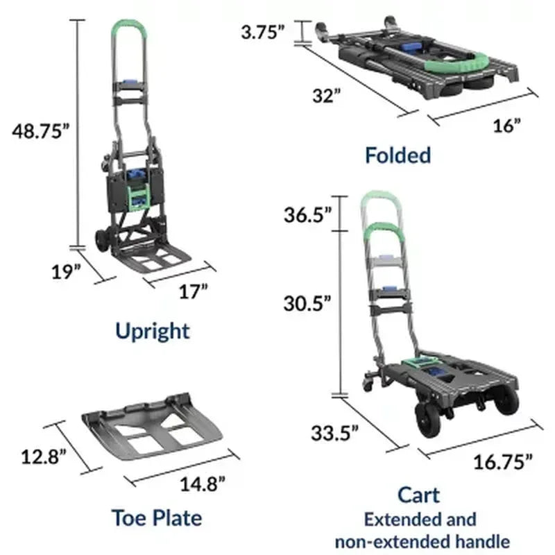 COSCO Folding 2-In-1 Hand Truck, 300 Lb. Capacity, Multi-Position