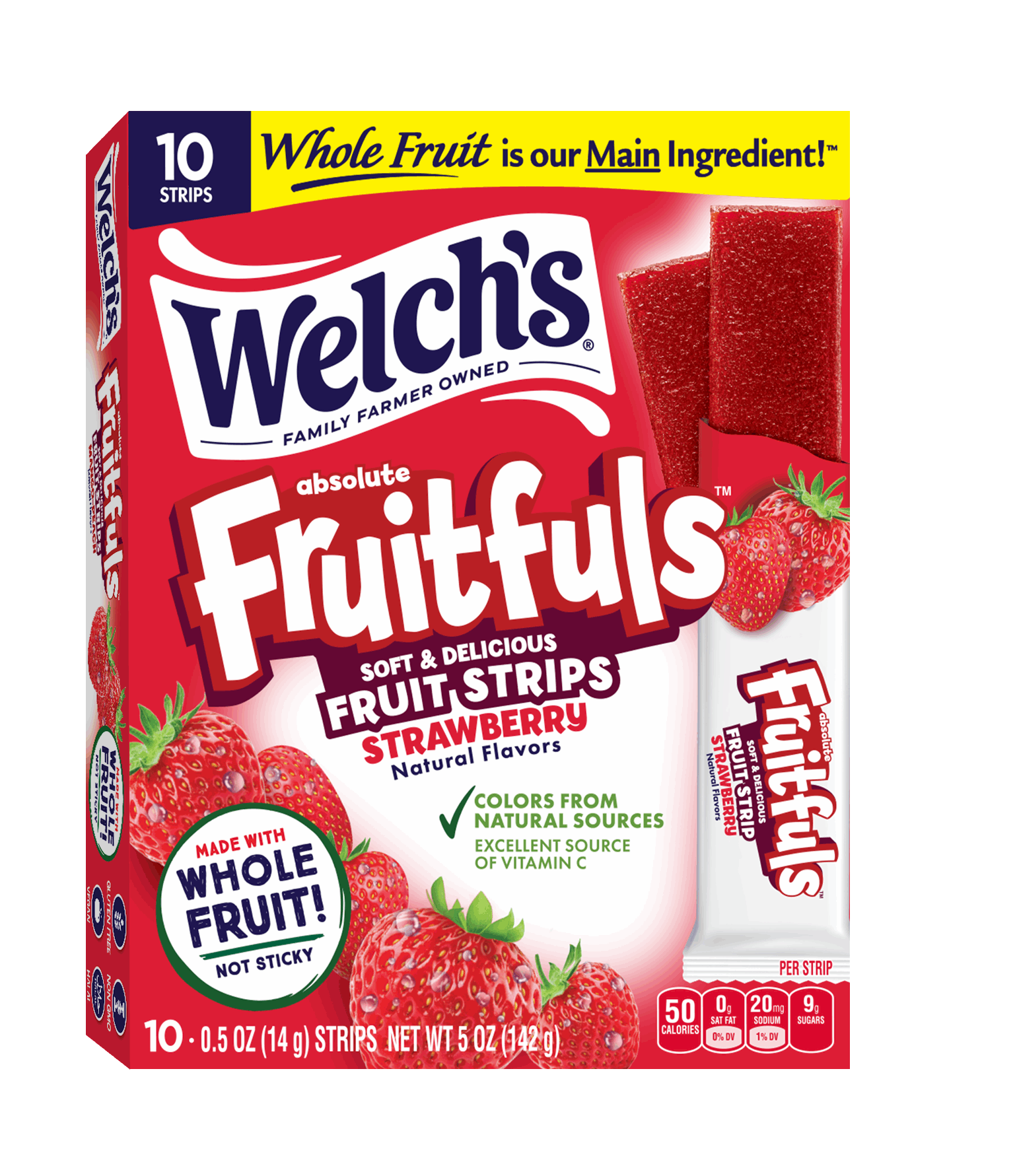 (3 pack) Welch's Fruitfuls Strawberry Soft Fruit Strips, .5 oz (10 pack)