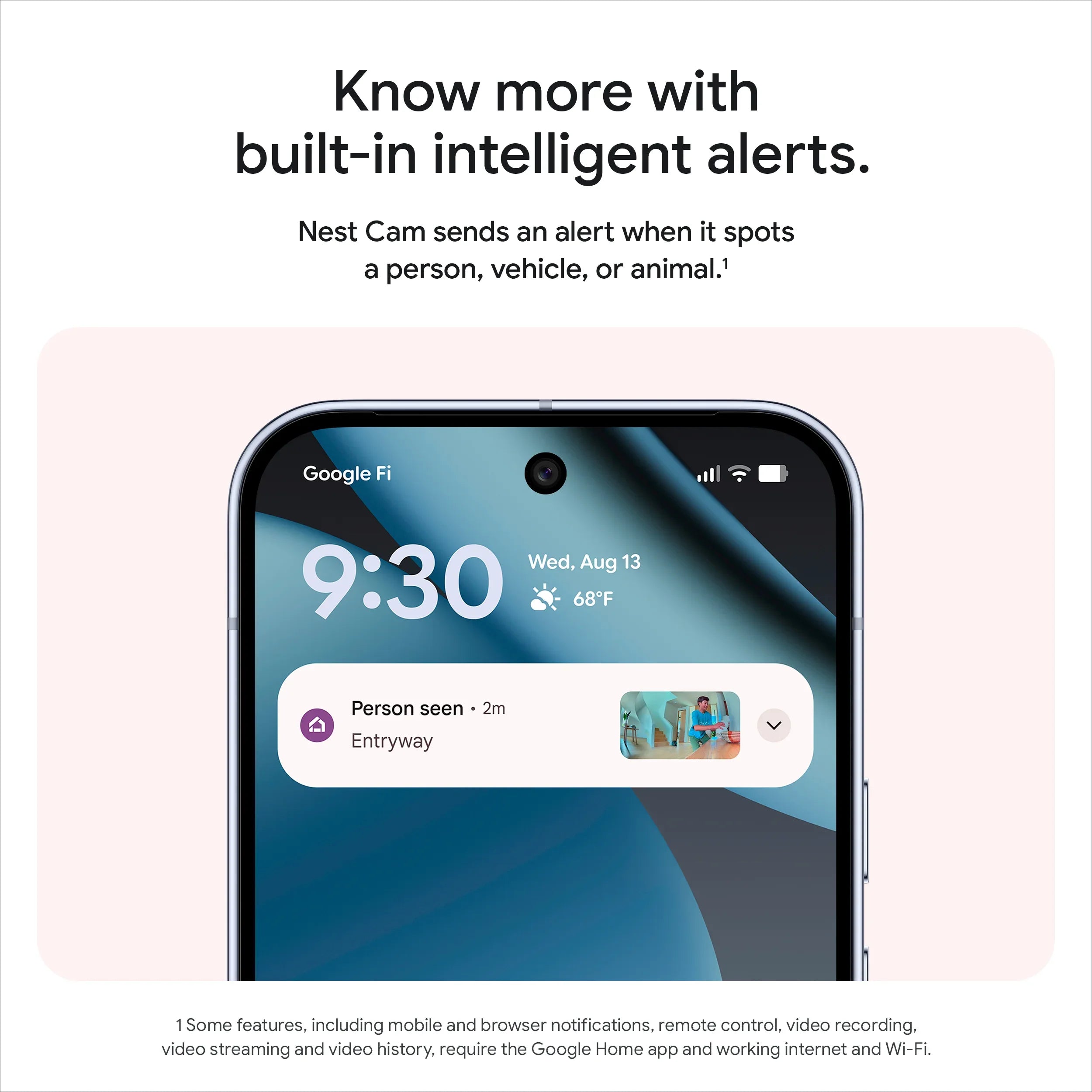 Google Nest Cam Indoor (Wired, 3rd Gen) - Indoor Security Camera with 2K Video - Works with Google Home - With Gemini - Berry