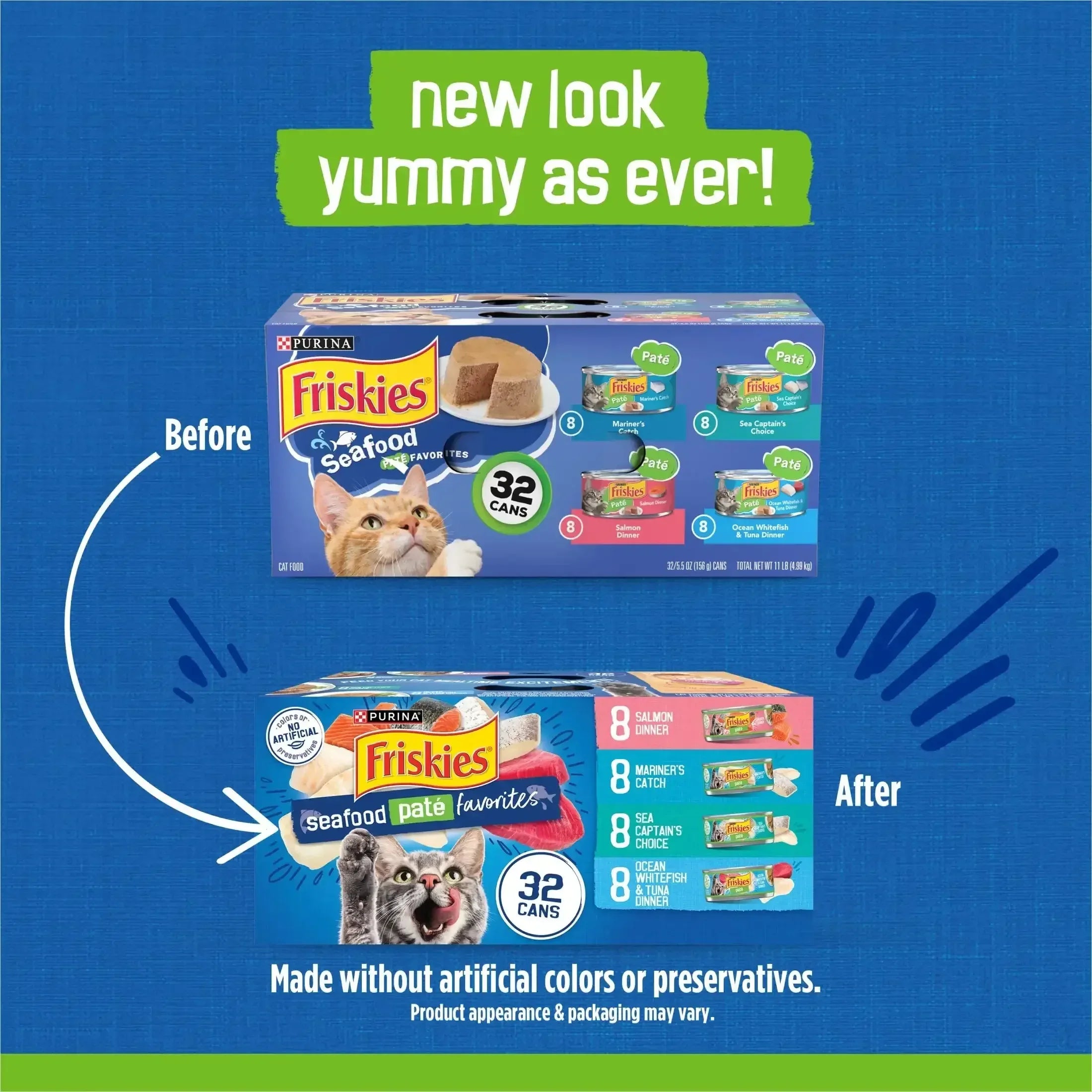 Purina Friskies Pate Seafood Favorites Variety Pack, Wet Cat Food, 5.5 oz Cans, 32 Pack - USA MEGA SHOP