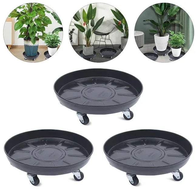 CNCEST 14.17-in L x 14.17-in D x 3.94-in H Black 3 Pieces Included Plant Caddy
