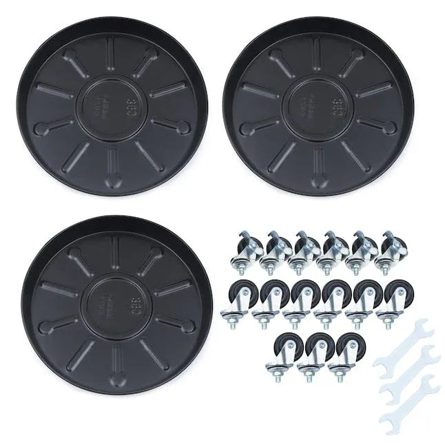 CNCEST 14.17-in L x 14.17-in D x 3.94-in H Black 3 Pieces Included Plant Caddy - USA MEGA SHOP