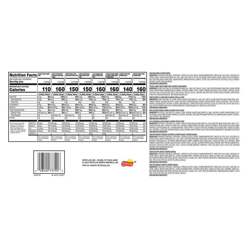 Frito Lay Snacks Variety Packs Fun Mix, 40.125 Oz Bag, 42 Count