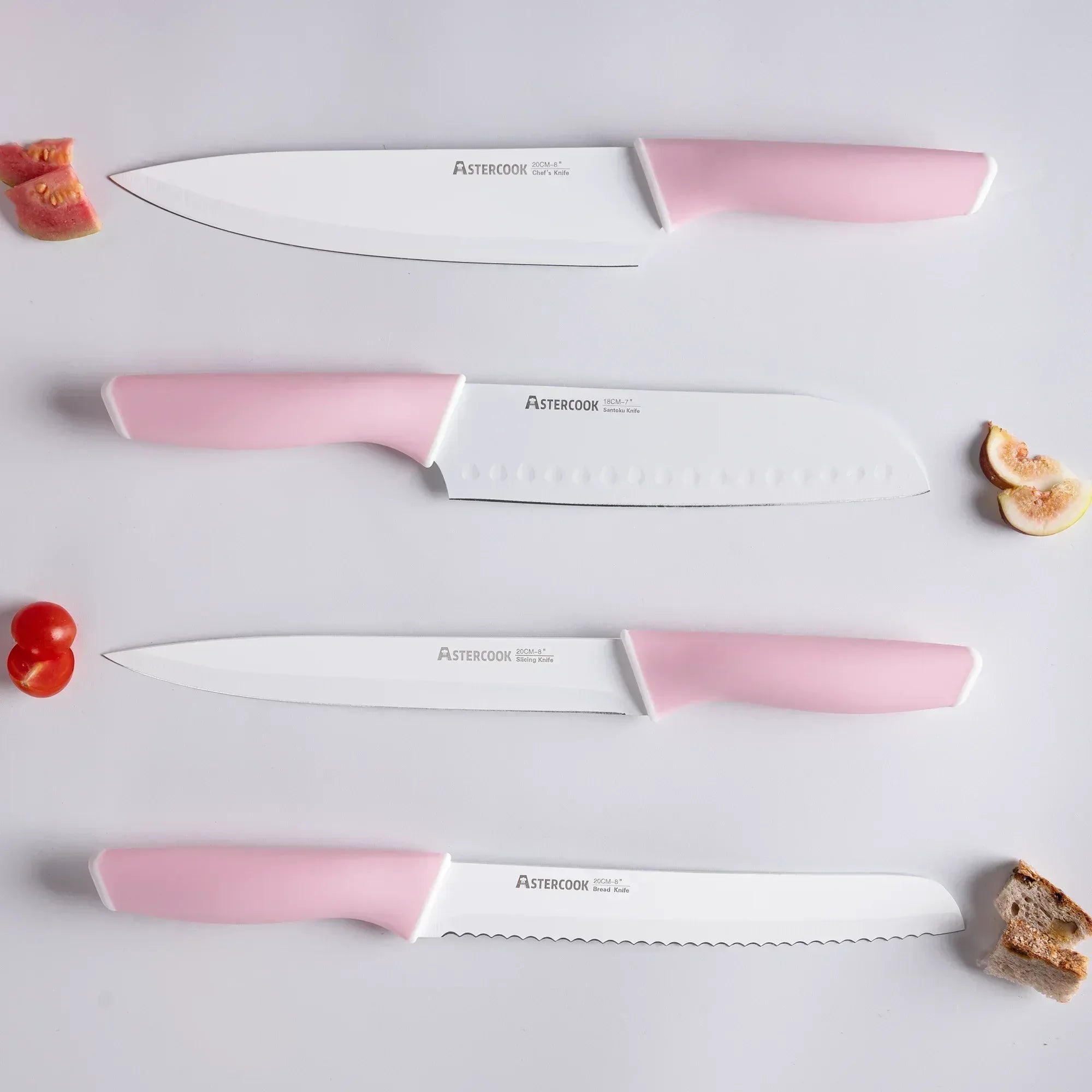 Astercook Knife Set, 14 Pieces Kitchen Knives Set with Healthy Anti-Rust Coating, Stainless Steel Knife Sets with Built-in Sharpener, Sharp & Rust Resistant Dishwasher Safe