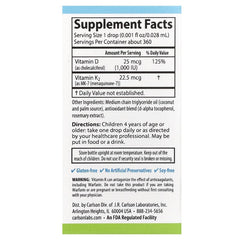 Carlson, Kid's Super Daily® D3 + K2, 0.34 fl oz (10.16 ml)