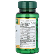 Calcium magnesium zinc supplement bottle, back label Supplement Facts and green cap