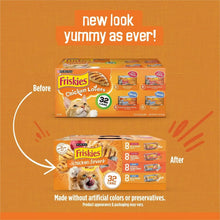 Purina Friskies Chicken Lovers wet cat food variety pack on orange background