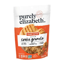 Peanut butter cookie granola bag front view with orange label and toasted oat clusters