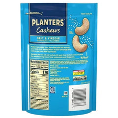 PLANTERS Cashews Salt and Vinegar, Party Snacks, Plant Based Protein, 5 oz Resealable Bag