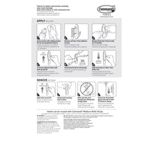Command wall hook instruction diagram showing apply and remove steps