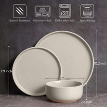 Speckled ceramic plates and bowls set with measurements, light gray