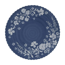 Blue floral melamine shallow bowl with daisy wreath design