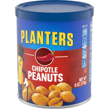 Planters chipotle peanuts canister side panel with net wt 6 oz (170 g) text