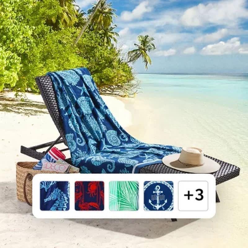 Member's Mark Set of 2 Oversized Beach Towels, 40" X 72", Assorted Designs