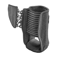 Black ankle brace with ribbed stabilizer panel and lace-up front
