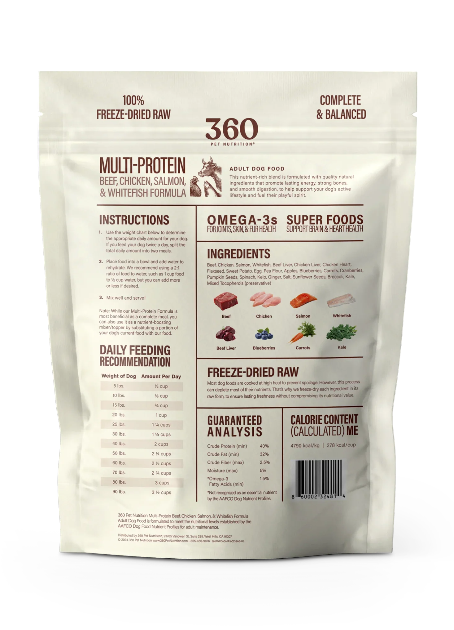 360 Pet Nutrition Multi Protein Flavor Freeze Dried Dog Food