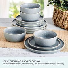 Pfaltzgraff Victoria 12 Piece Stoneware Dinnerware Set Blue