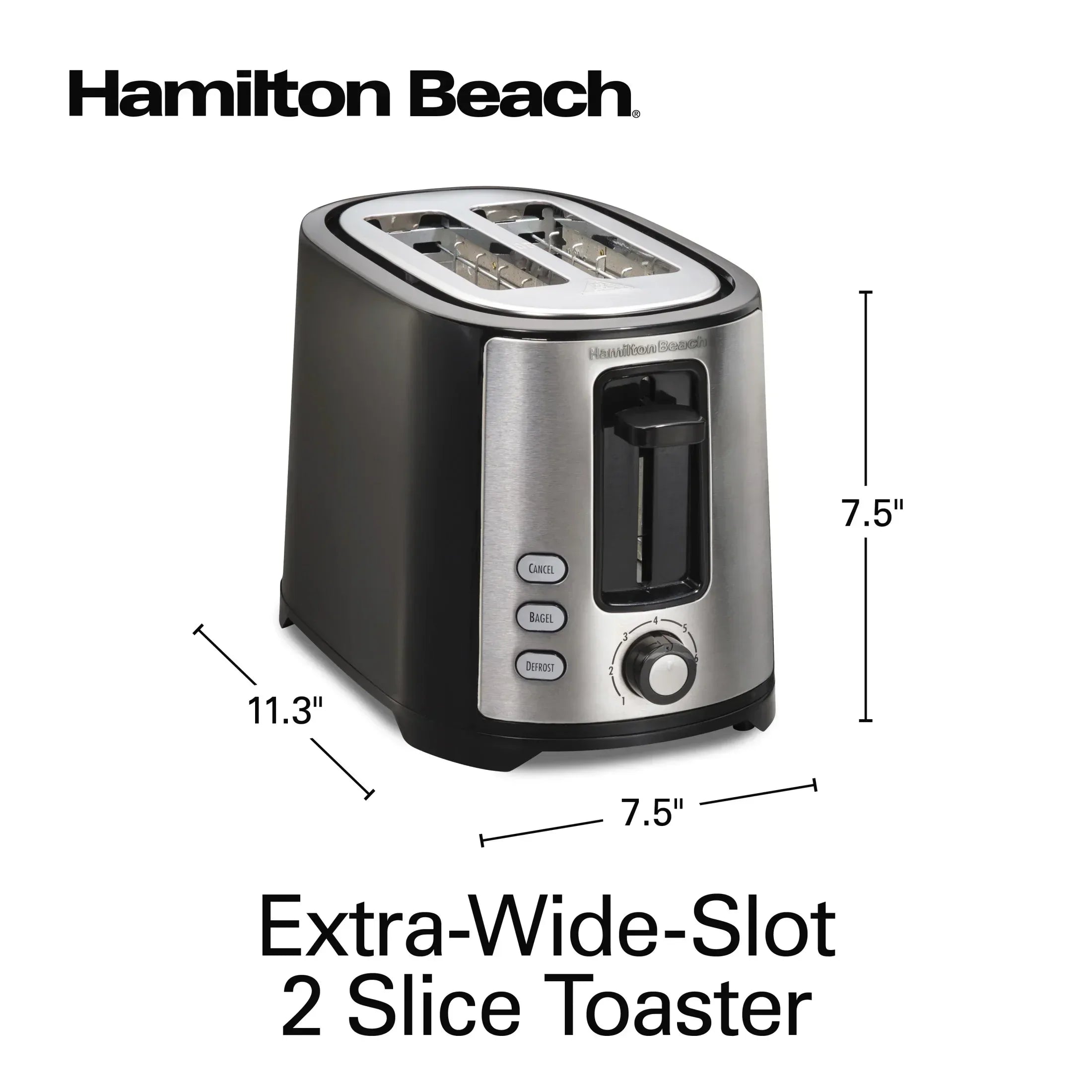 Hamilton Beach 2-Slice Bread and Bagel Toaster with Extra-Wide Slots and Drop-Down Crumb Tray, Black - USA MEGA SHOP