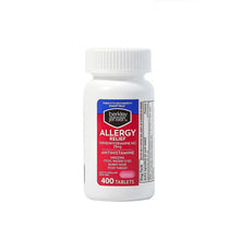 Berkley Jensen allergy relief diphenhydramine tablets bottle, white with red label, 400 tablets