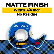 Wall-safe matte finish tape roll with blue plaid dispenser, clear tape center