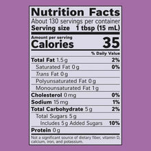 Nutrition Facts label showing 35 calories per serving on creamer bottle
