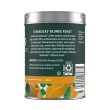 Starbucks Blonde Roast instant coffee can back panel with ingredients and barcode
