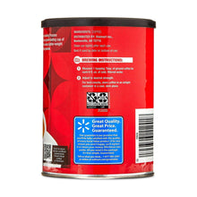 Ground coffee canister back panel with ingredients and brewing instructions.
