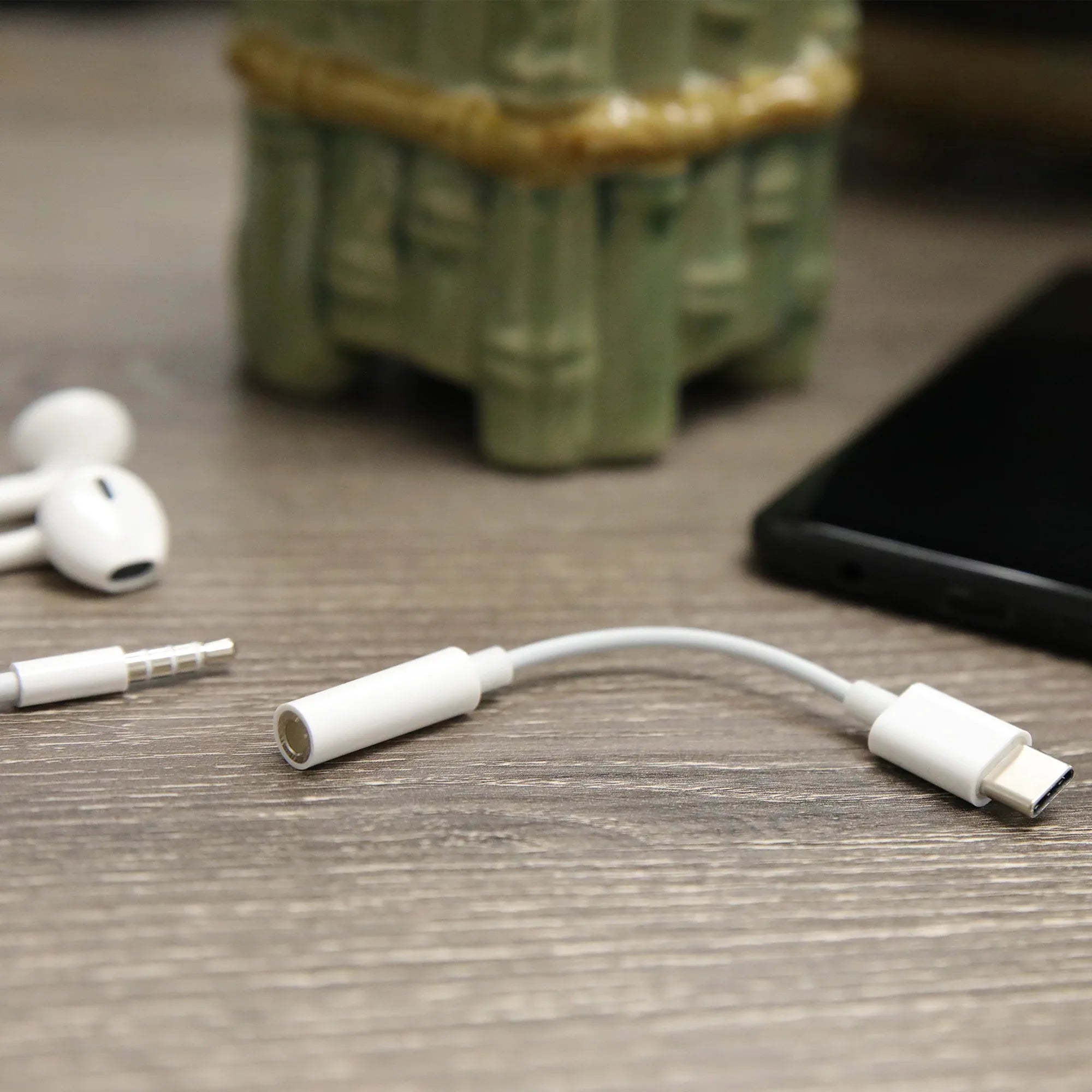 onn USB-C to 3.5 mm Adapter, White