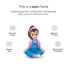 Ms. Rachel audio figurine on white Learn Tonie feature graphic