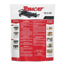 Back of refillable mouse bait station package with instructions and green bait block graphic
