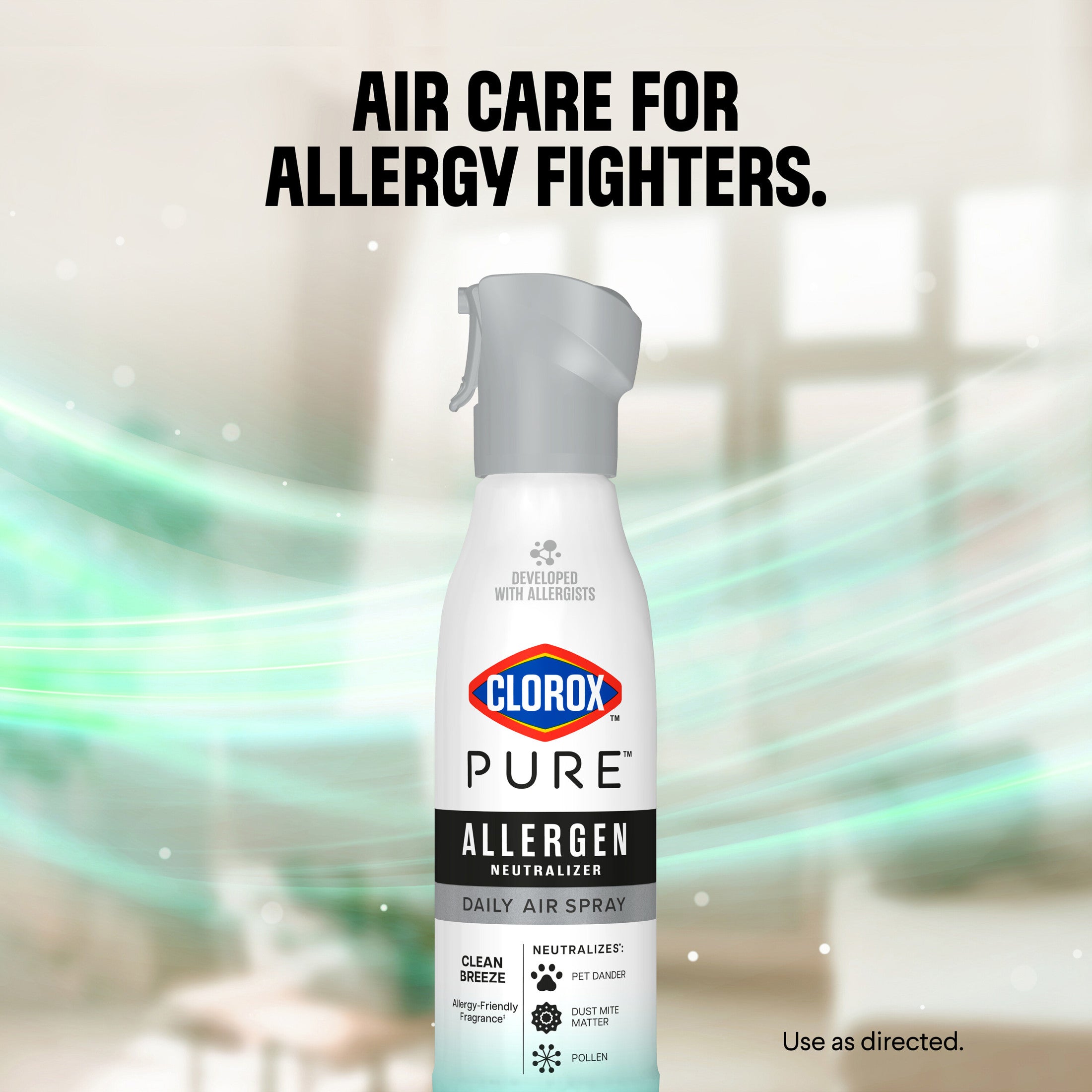 Clorox PURE Allergen Neutralizer Daily Air Spray, Clean Breeze, 8 oz Bottle