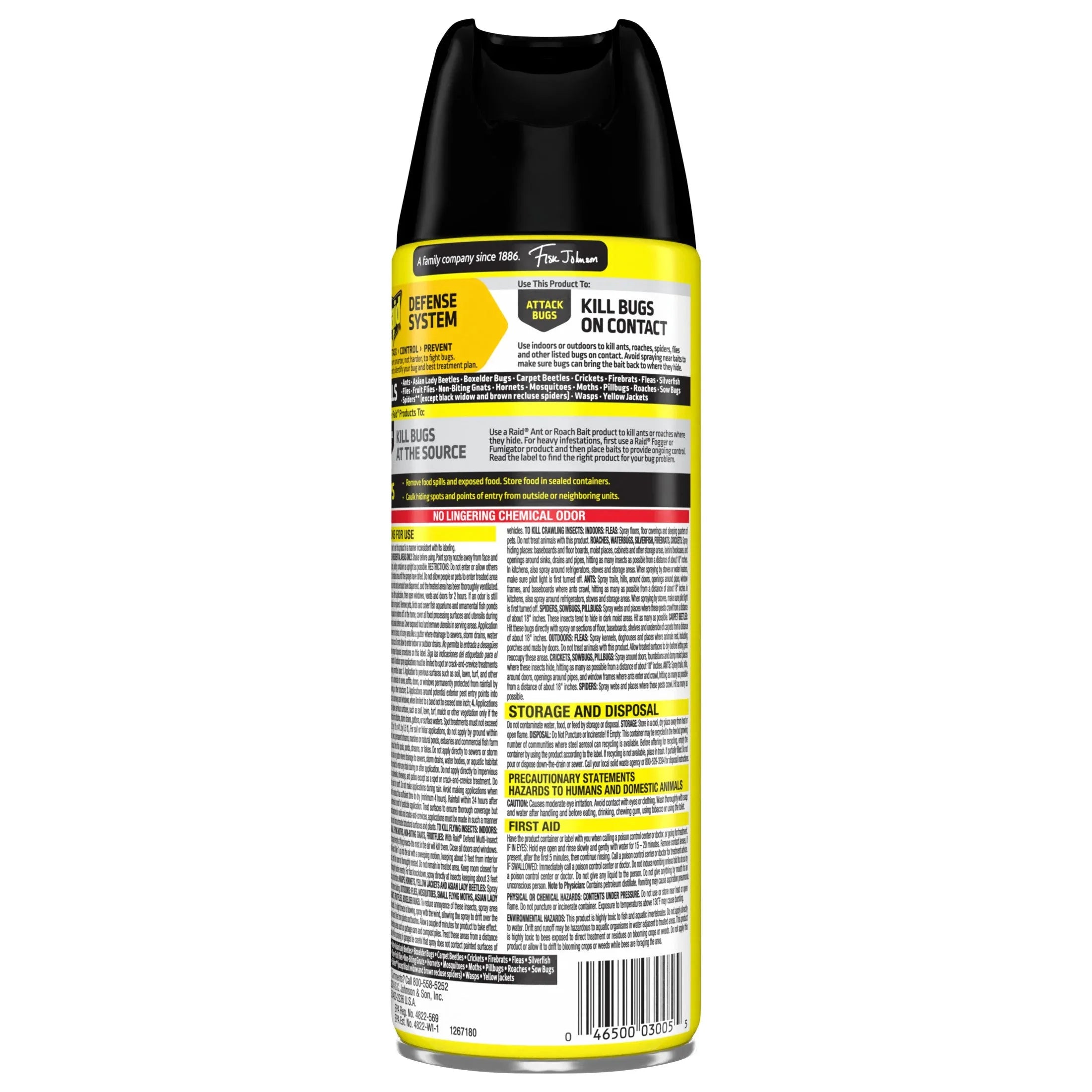 Raid Defense System Indoor and Outdoor Ants, Roaches, Spiders and Flies Insect Killer Bug Spray, 15 oz - USA MEGA SHOP