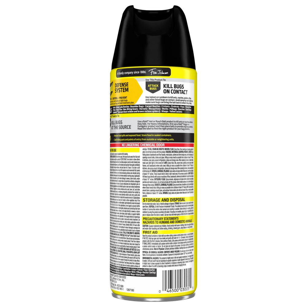 Raid Defense System Indoor and Outdoor Ants, Roaches, Spiders and Flies Insect Killer Bug Spray, 15 oz - USA MEGA SHOP