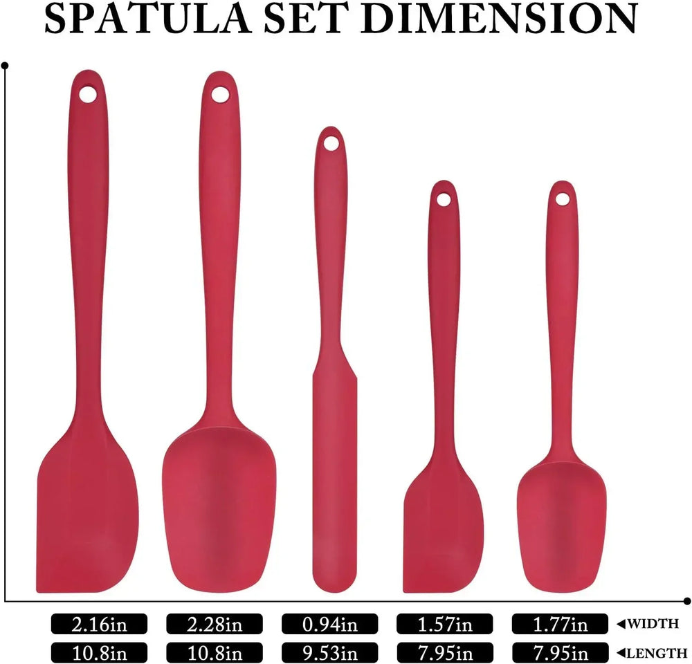 Food Grade Silicone Rubber Spatula Set for Baking, AOKIWO 5Pcs Cooking Utensil Set, High Heat Resistant Non Stick Dishwasher BPA-Free - USA MEGA SHOP