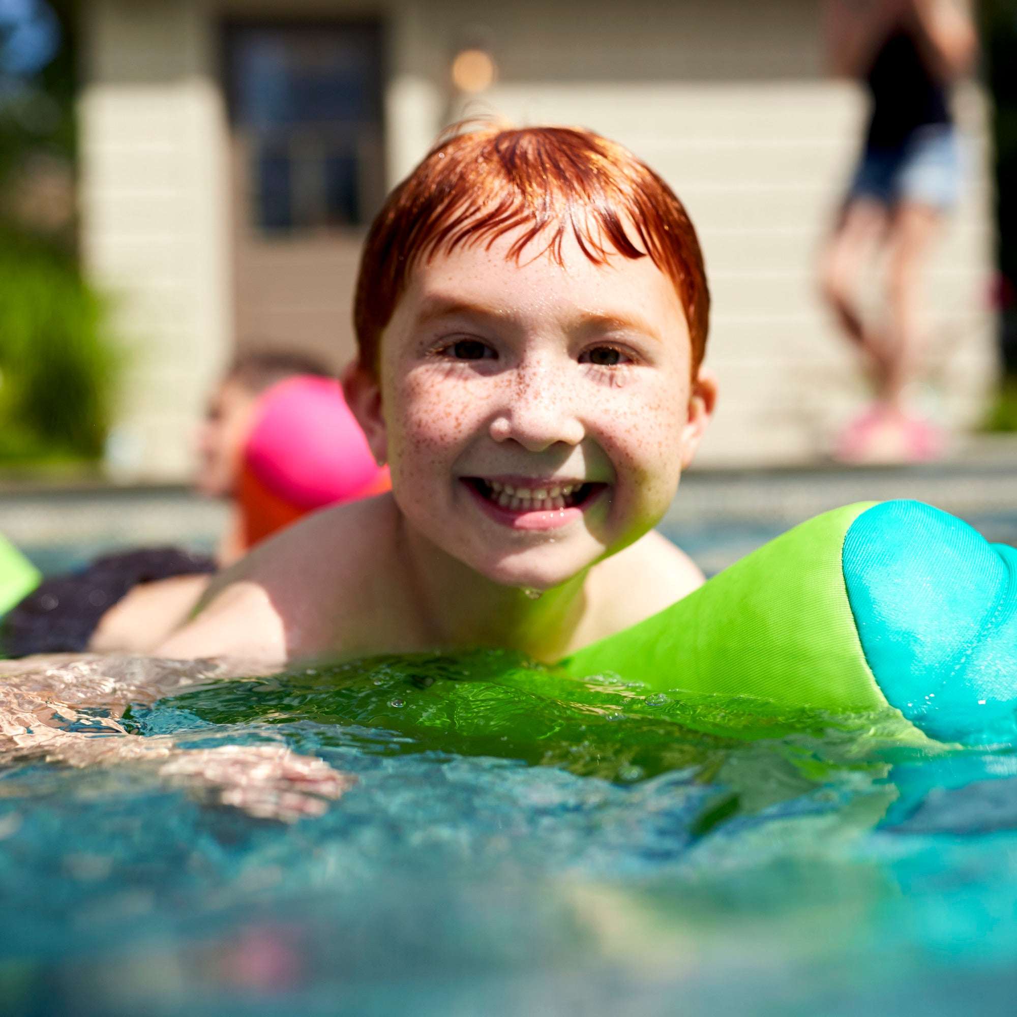 Big Joe Noodle No Inflation Needed Pool Float, Aqua/Green Double Sided Mesh, Quick Draining Fabric, Jumbo 4 feet