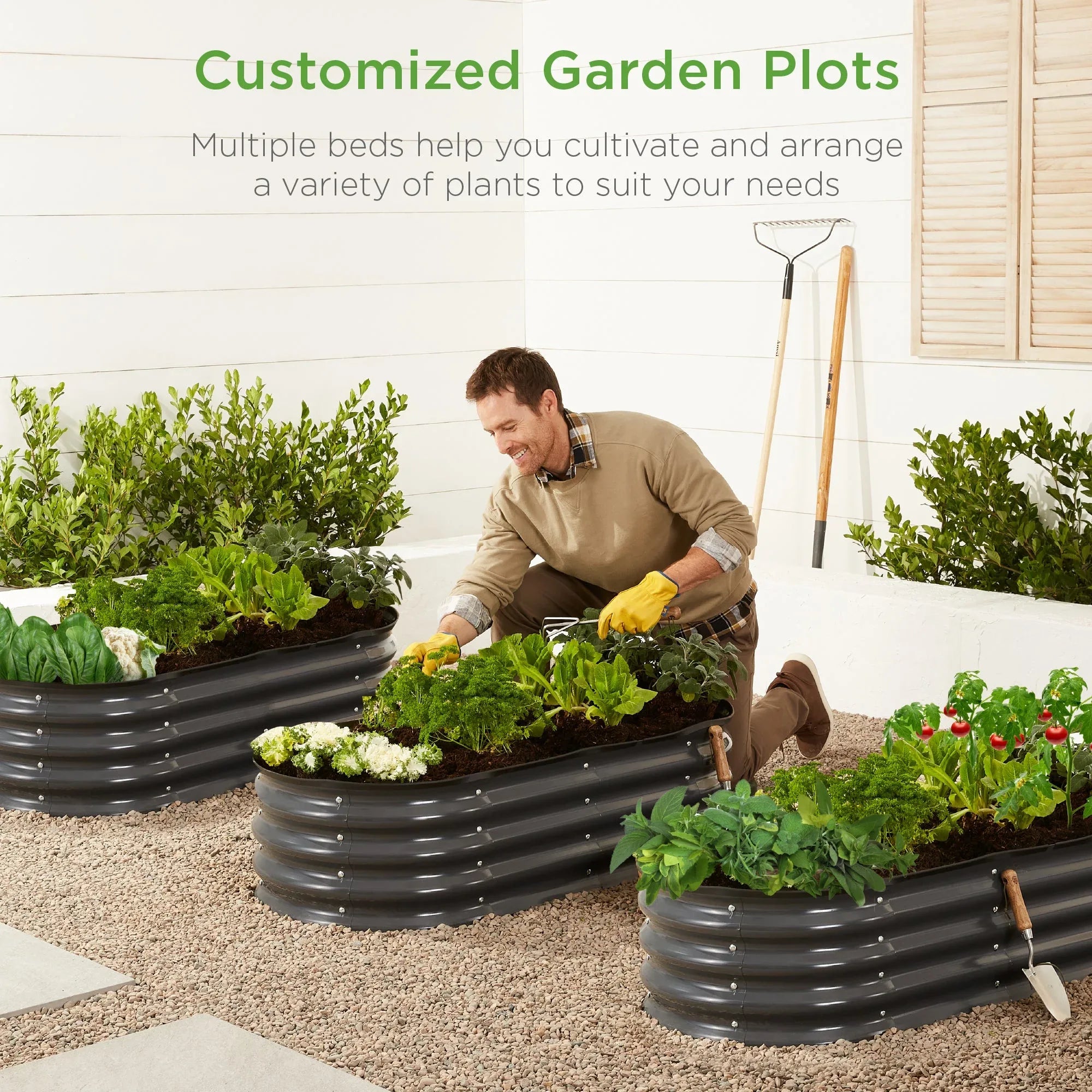 Best Choice Products 4x2x1ft Outdoor Raised Metal Oval Garden Bed, Planter Box for Vegetables, Flowers - Charcoal - USA MEGA SHOP
