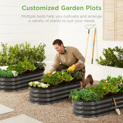 Best Choice Products 4x2x1ft Outdoor Raised Metal Oval Garden Bed, Planter Box for Vegetables, Flowers - Charcoal