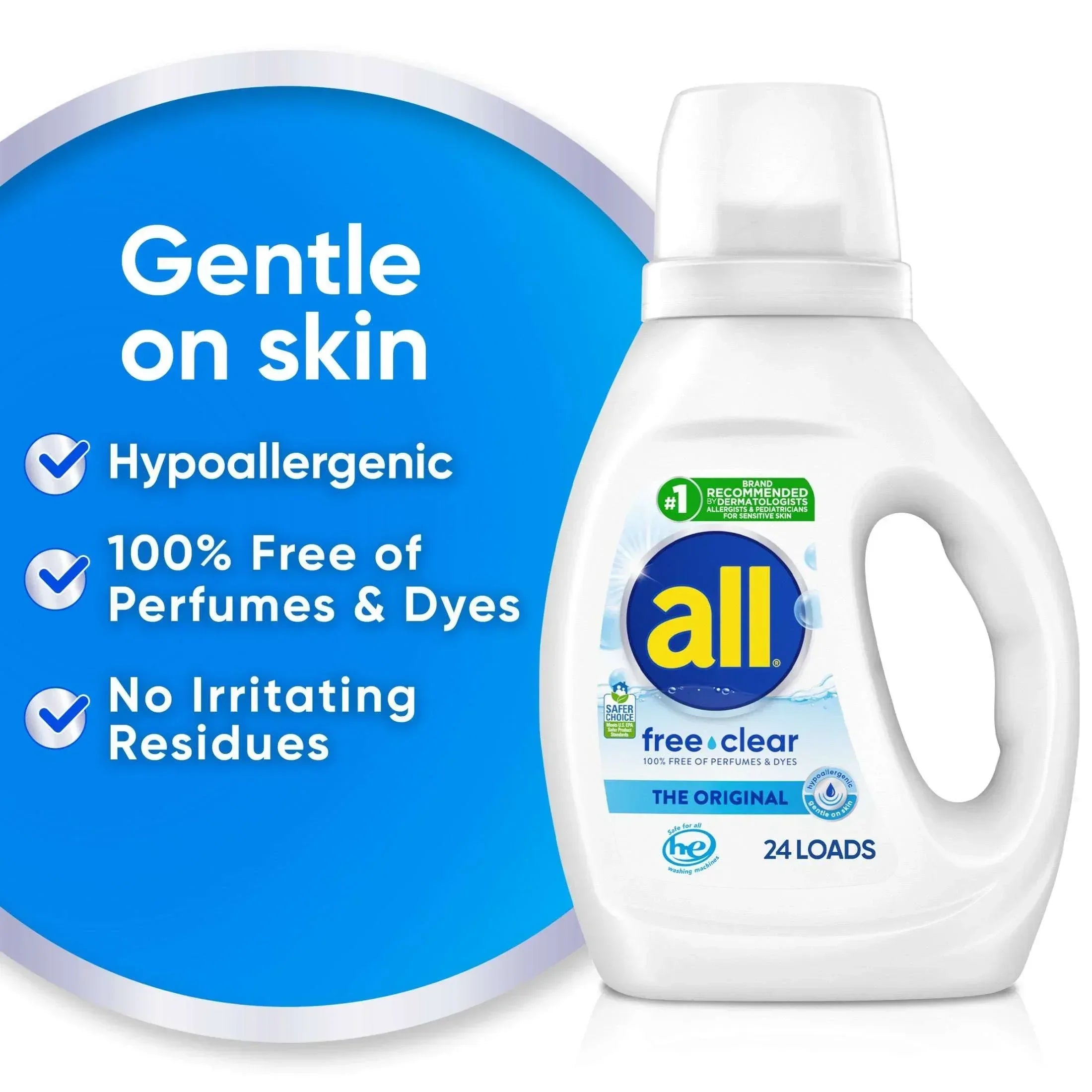 all Free Clear Liquid Laundry Detergent, 30 oz, 24 Loads